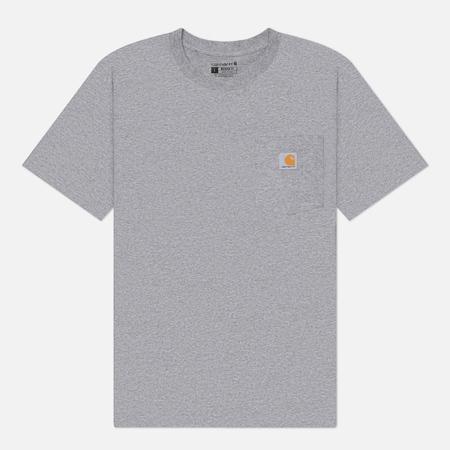 Мужская футболка Carhartt Relaxed Fit Heavyweight K87 Pocket, цвет серый, размер XXL
