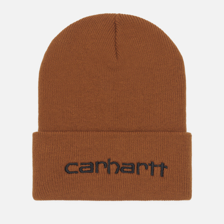 Шапка Carhartt Insulated Logo Graphic Cuffed, цвет коричневый