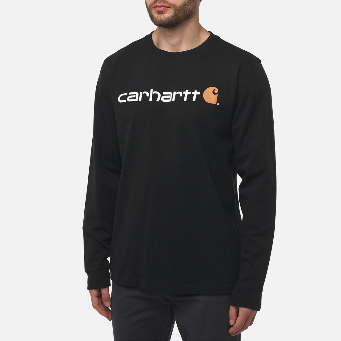 Carhartt Мужской лонгслив Relaxed Fit Heavyweight Logo Graphic