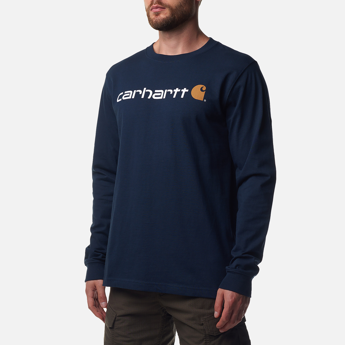 Carhartt Мужской лонгслив Relaxed Fit Heavyweight Logo Graphic