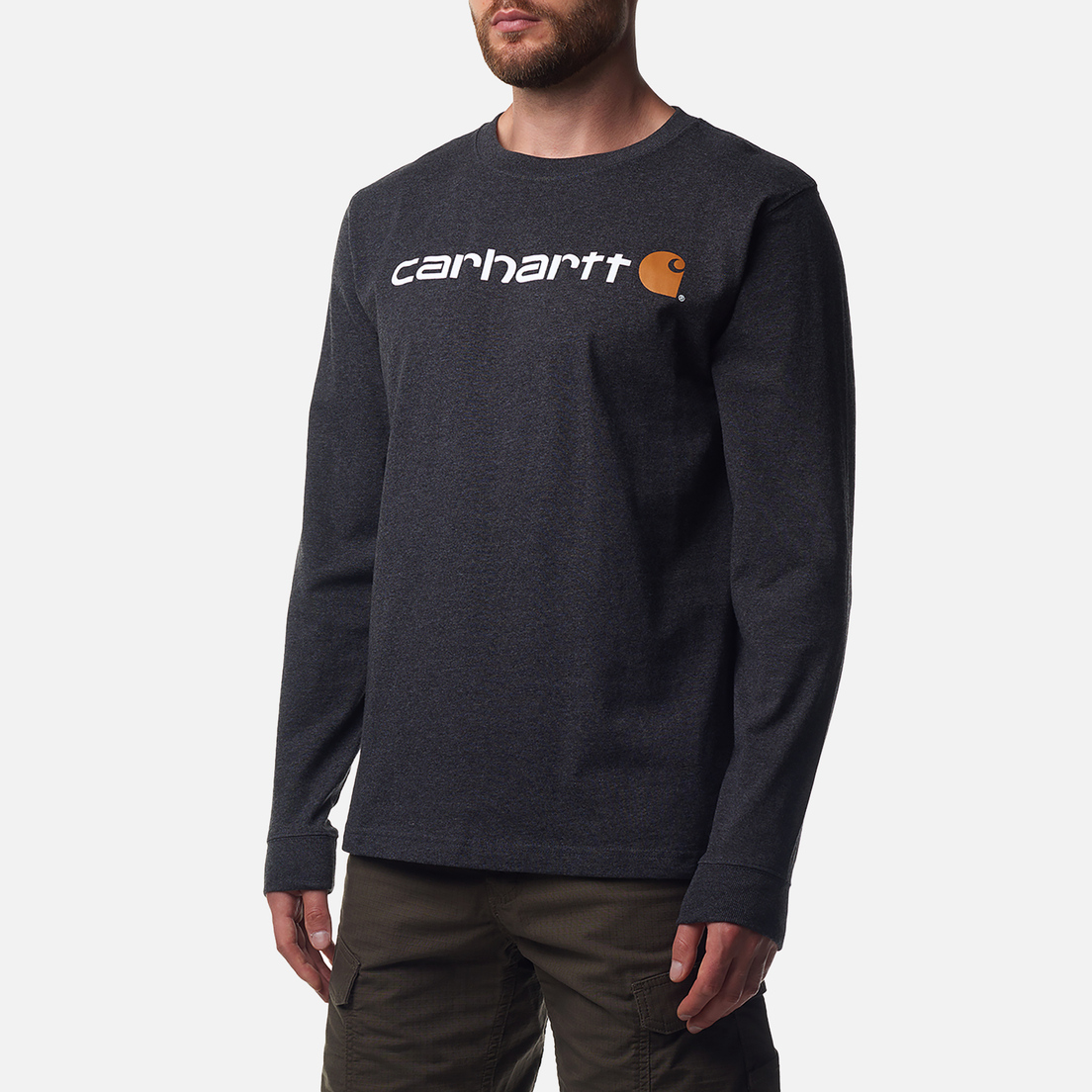 Carhartt Мужской лонгслив Relaxed Fit Heavyweight Logo Graphic