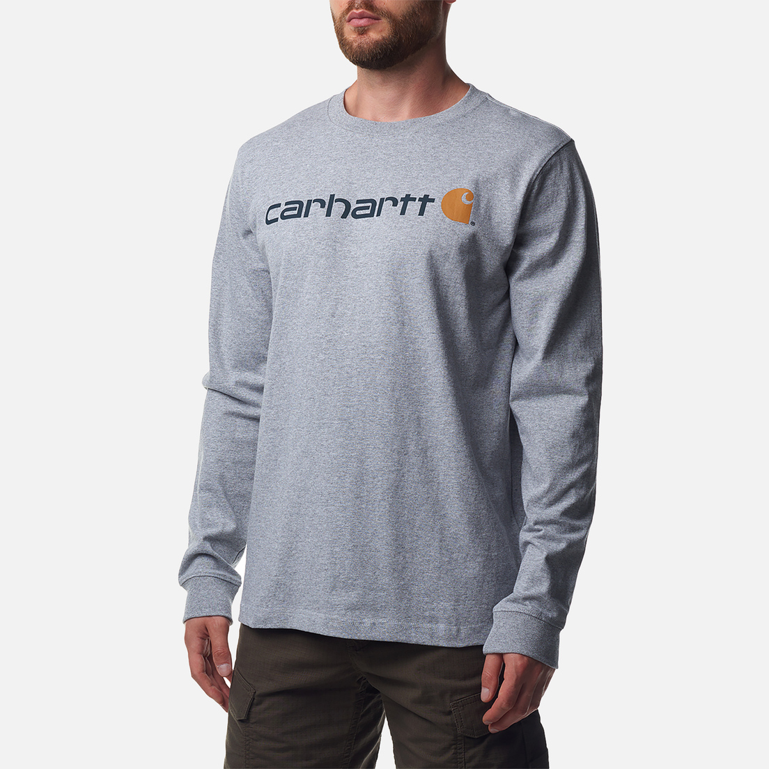 Carhartt Мужской лонгслив Relaxed Fit Heavyweight Logo Graphic