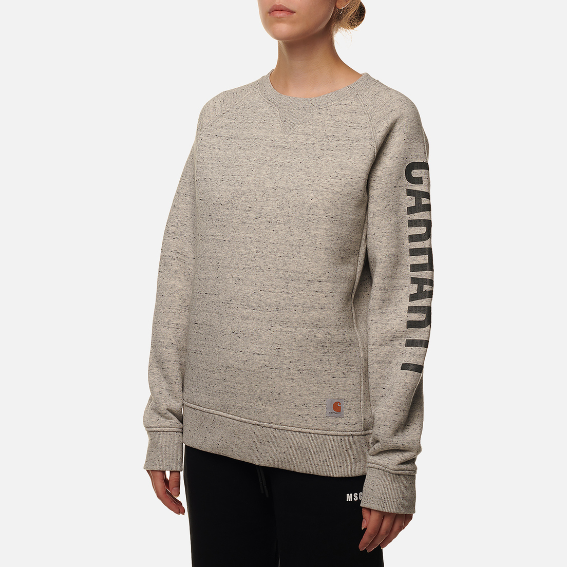 Carhartt Женская толстовка Relaxed Fit Midweight Crew Neck Block Logo Sleeve Graphic