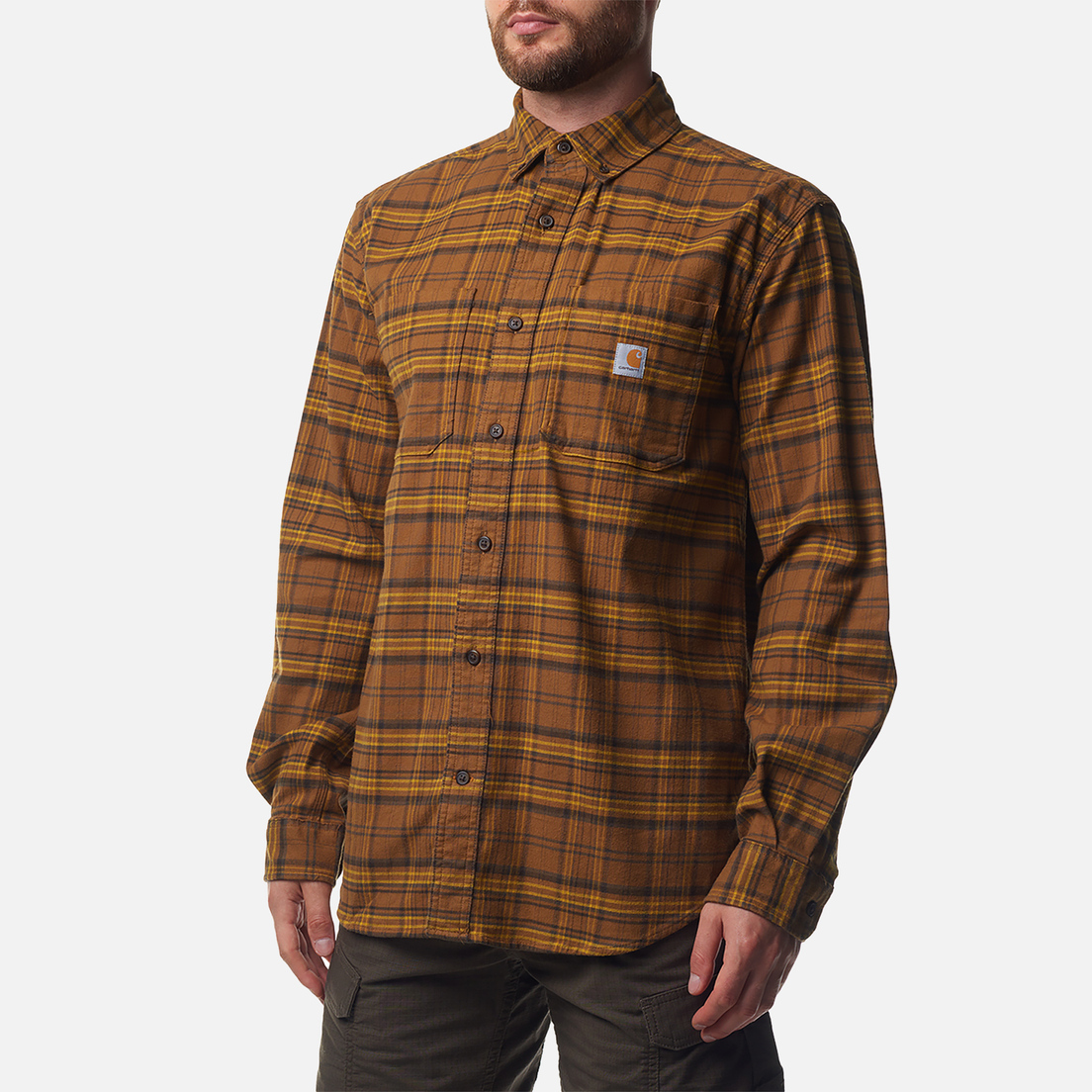 Carhartt Мужская рубашка Rugged Flex Relaxed Fit Midweight Flannel Plaid