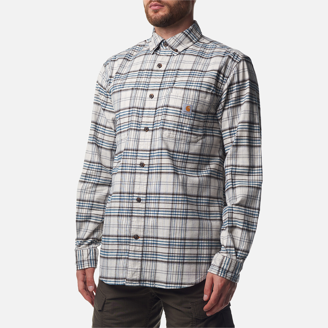 Carhartt Мужская рубашка Rugged Flex Relaxed Fit Midweight Flannel Plaid