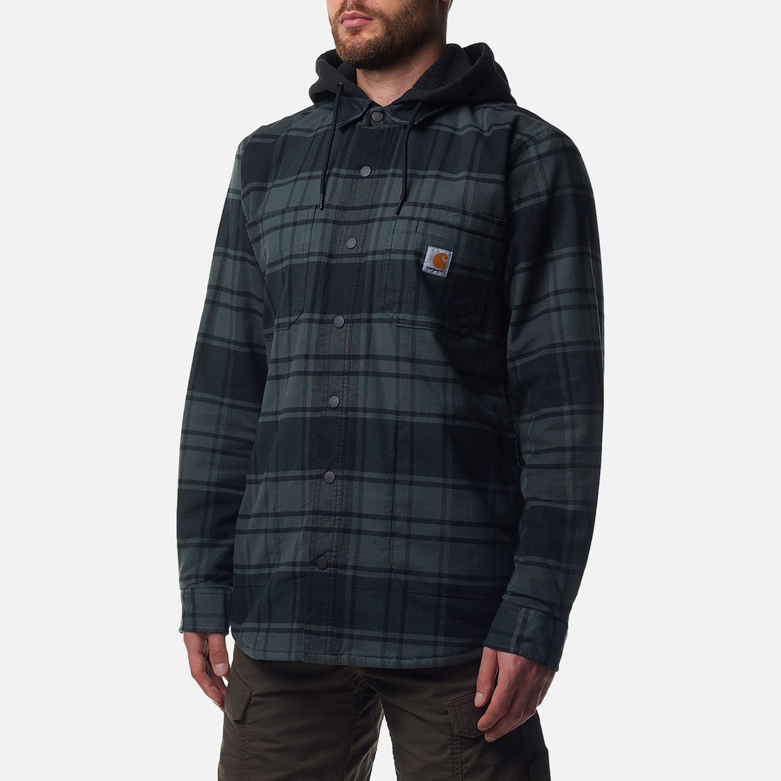 Carhartt Мужская рубашка Rugged Flex Relaxed Fit Flannel Fleece Lined Hooded