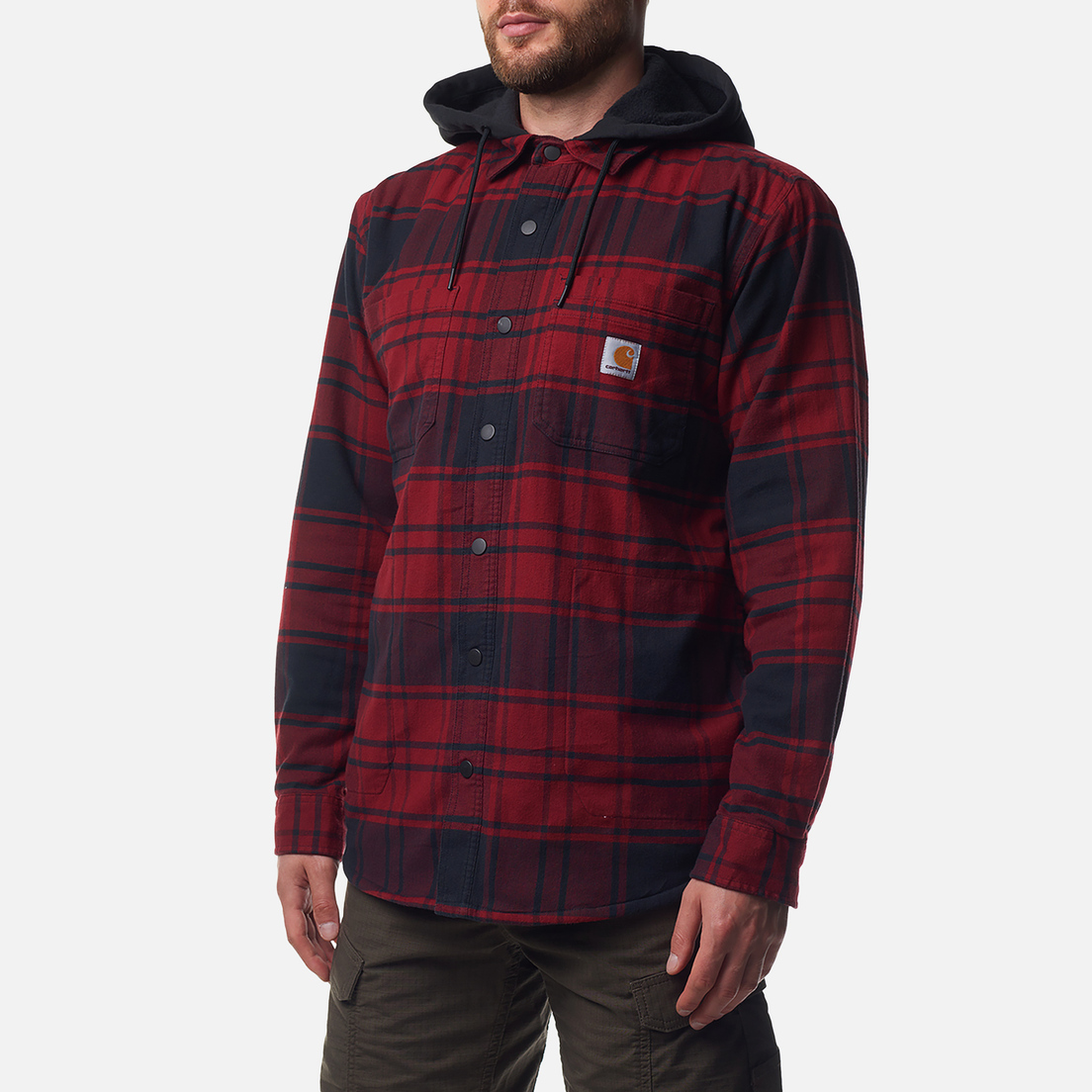 Carhartt Мужская рубашка Rugged Flex Relaxed Fit Flannel Fleece Lined Hooded