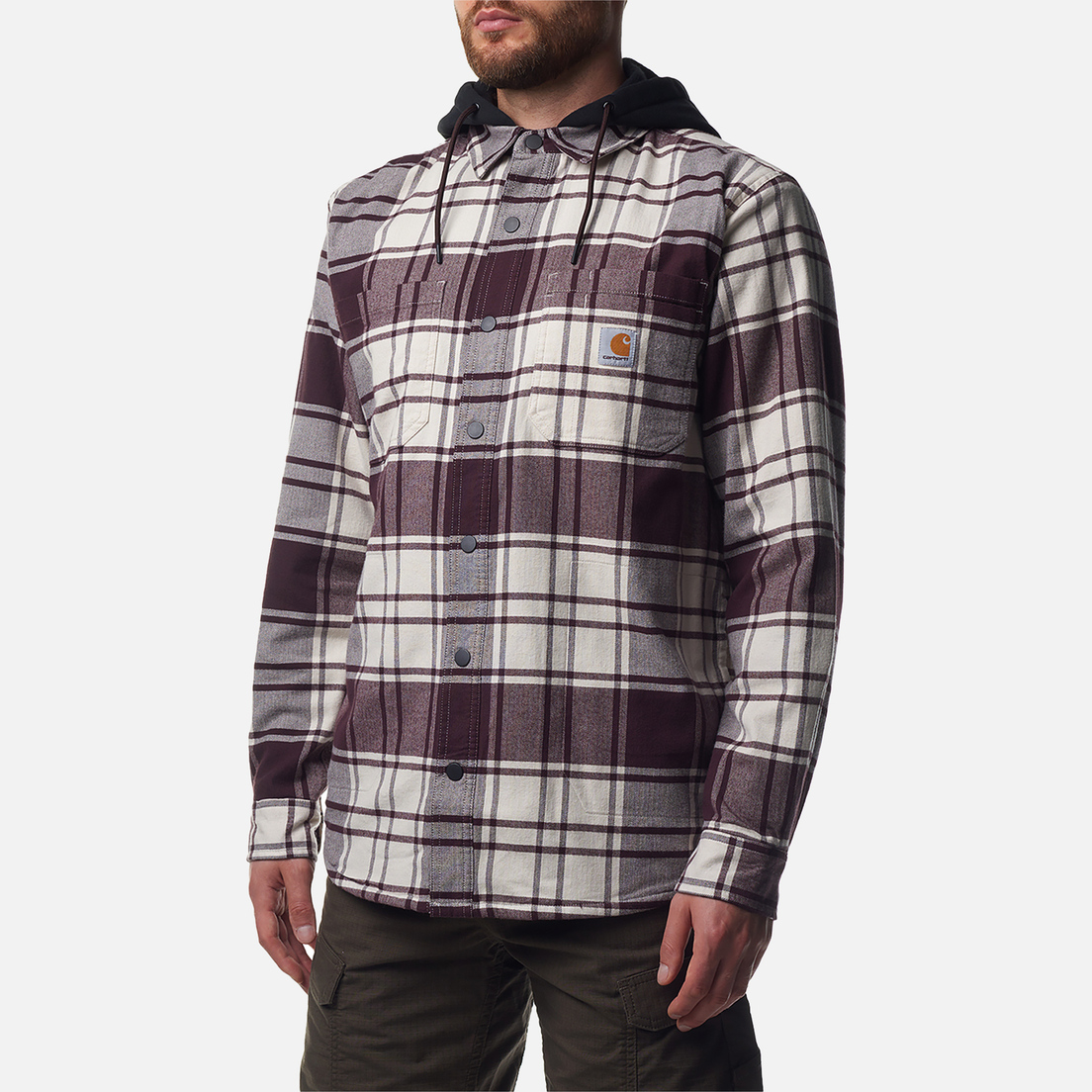 Carhartt Мужская рубашка Rugged Flex Relaxed Fit Flannel Fleece Lined Hooded