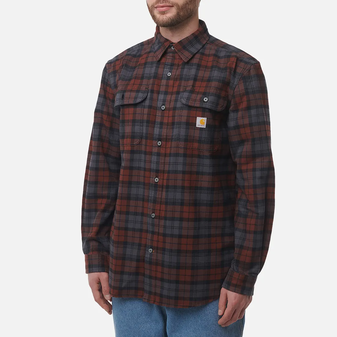 Carhartt Мужская рубашка Loose Fit Heavyweight Flannel Plaid