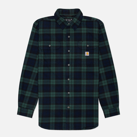  Мужская рубашка Carhartt Loose Fit Heavyweight Flannel Plaid, цвет зелёный, размер S