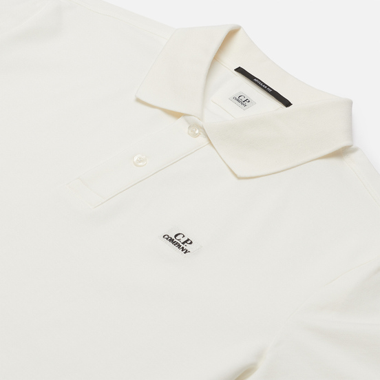 Мужское поло C.P. Company Stretch Pique Classic Logo Gauze White