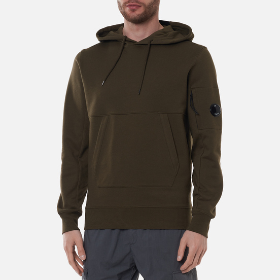 Мужская толстовка C.P. Company Diagonal Raised Fleece Garment Dyed Lens Hooded Ivy Green