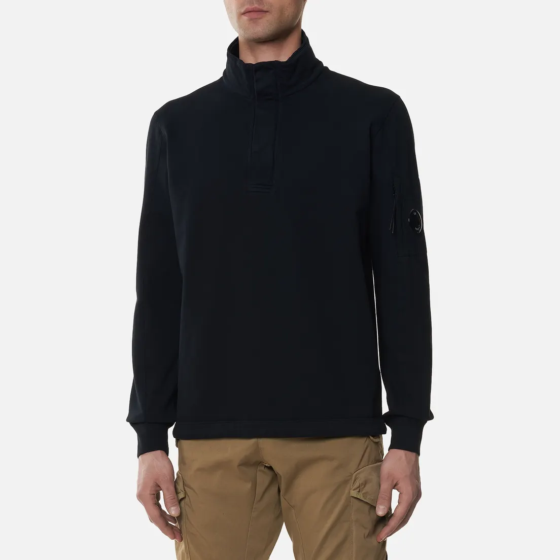 C.P. Company Мужская толстовка Light Fleece Garment Dyed Quarter Zip Lens