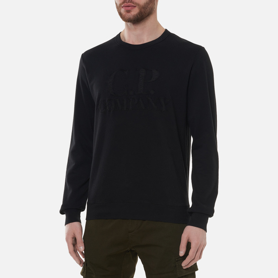 Мужская толстовка C.P. Company Light Fleece Mixed Garment Dyed Chest Logo Black
