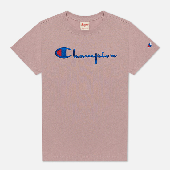 Женская футболка Champion Reverse Weave Script Logo Crew Neck Soft Berry