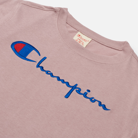 Женская футболка Champion Reverse Weave Script Logo Crew Neck Soft Berry