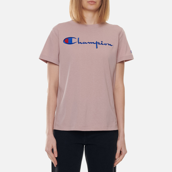 Женская футболка Champion Reverse Weave Script Logo Crew Neck Soft Berry