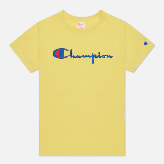 Женская футболка Champion Reverse Weave Script Logo Crew Neck Yellow