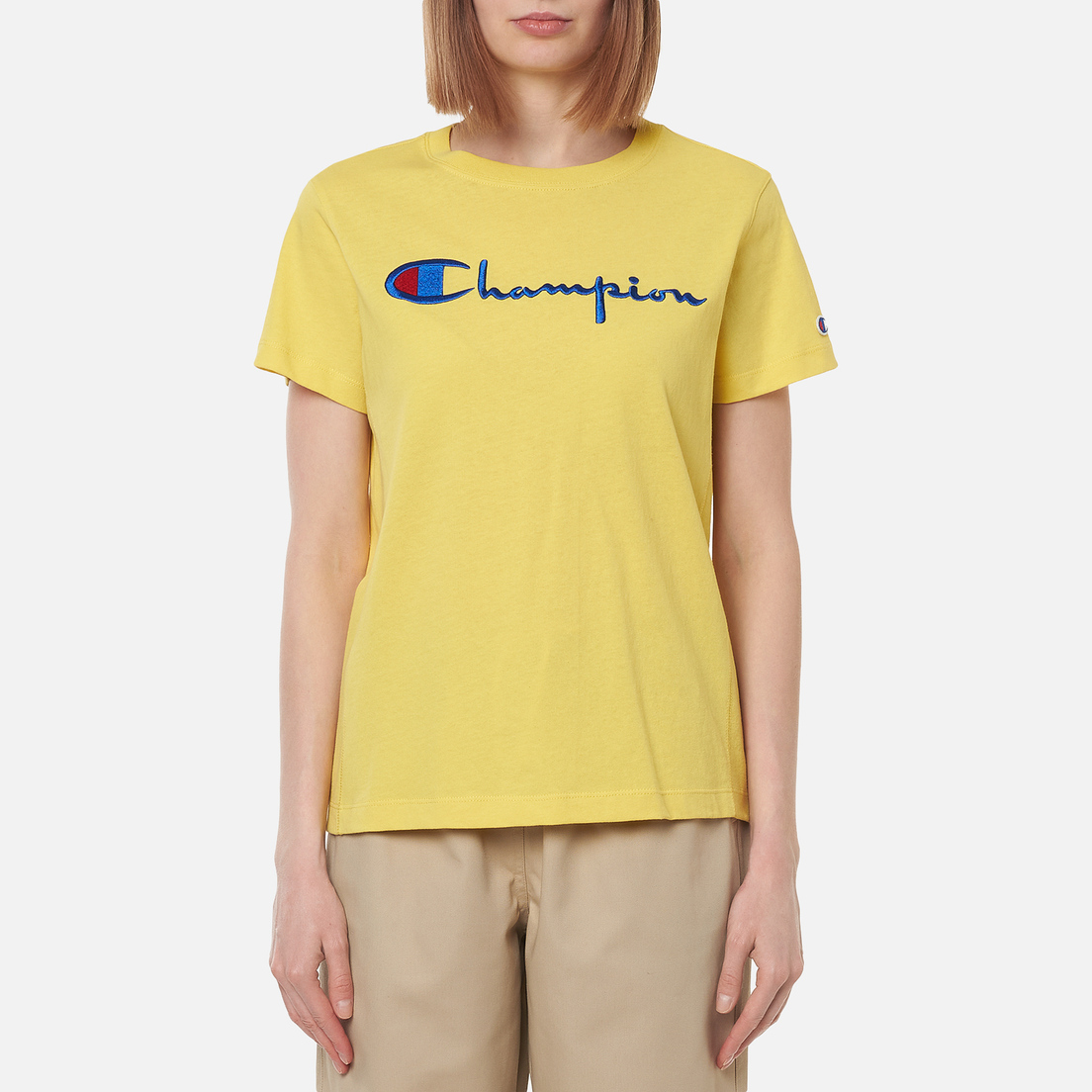 Champion Reverse Weave Женская футболка Script Logo Crew Neck
