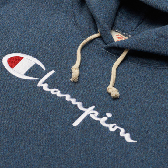 Женская толстовка Champion Reverse Weave Big Script & Logo Sleeve Hoodie Indigo Heather