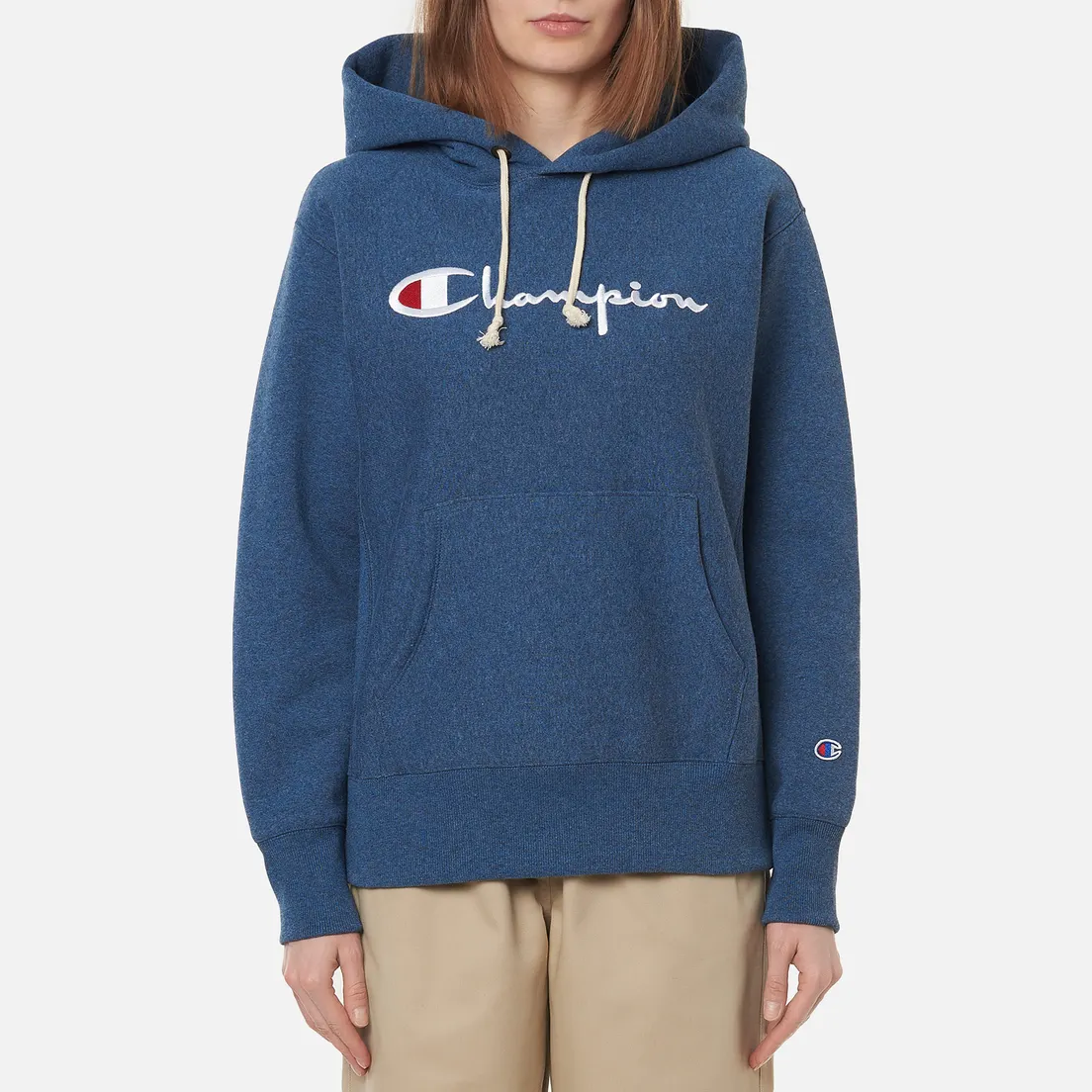 Champion Reverse Weave Женская толстовка Big Script & Logo Sleeve Hoodie