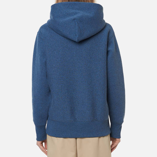 Женская толстовка Champion Reverse Weave Big Script & Logo Sleeve Hoodie Indigo Heather