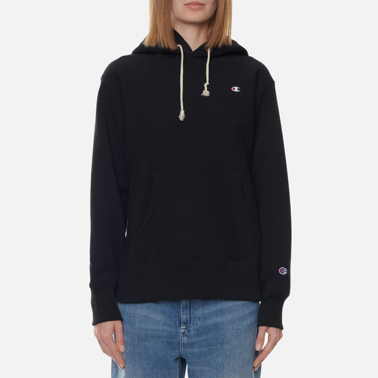 Женская толстовка Champion Reverse Weave Small Logo Chest And Sleeve Hooded Black
