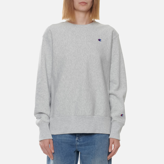 Женская толстовка Champion Reverse Weave Small Logo Chest And Sleeve Crew Neck Light Grey