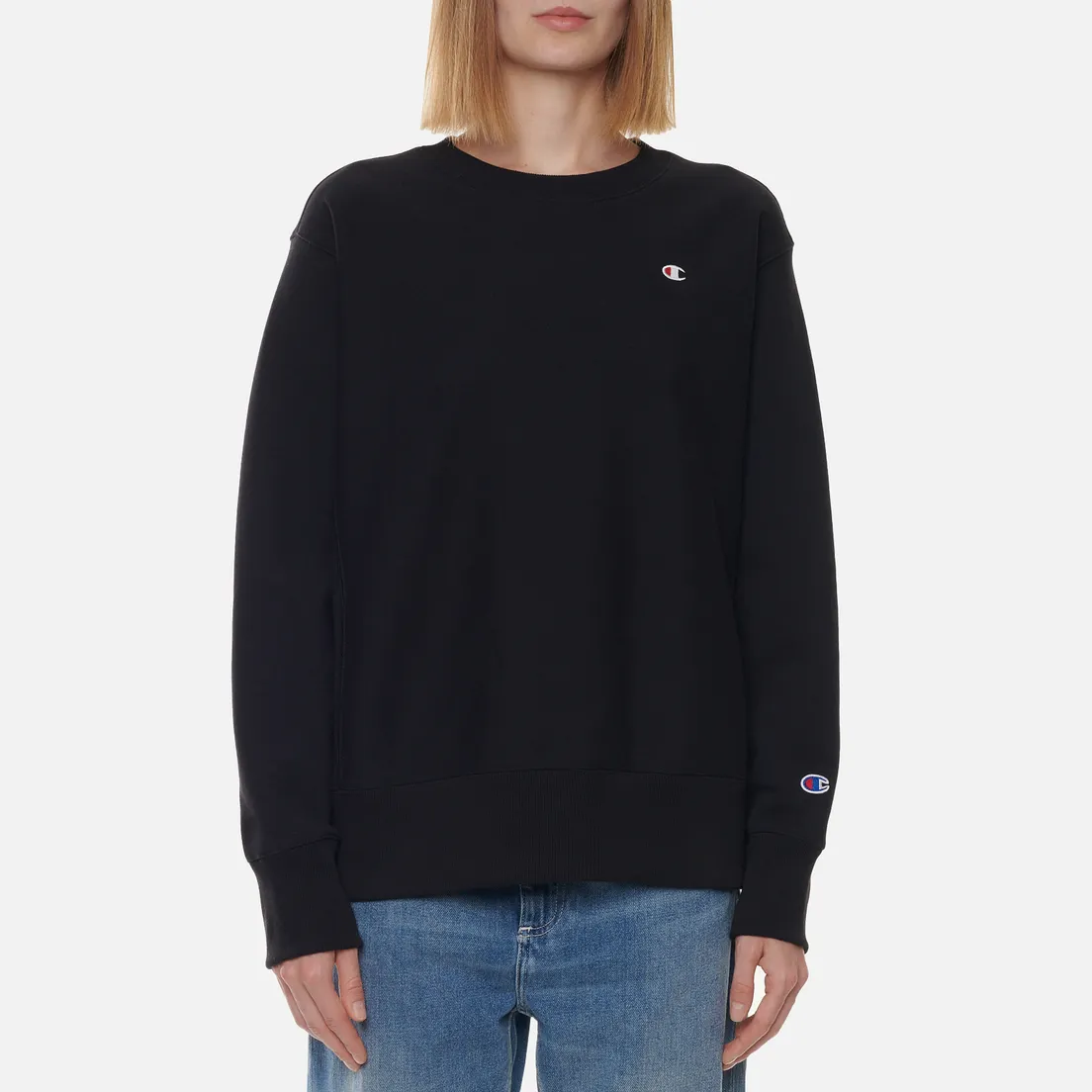 Champion Reverse Weave Женская толстовка Small Logo Chest And Sleeve Crew Neck