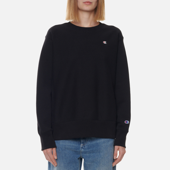 Женская толстовка Champion Reverse Weave Small Logo Chest And Sleeve Crew Neck Black