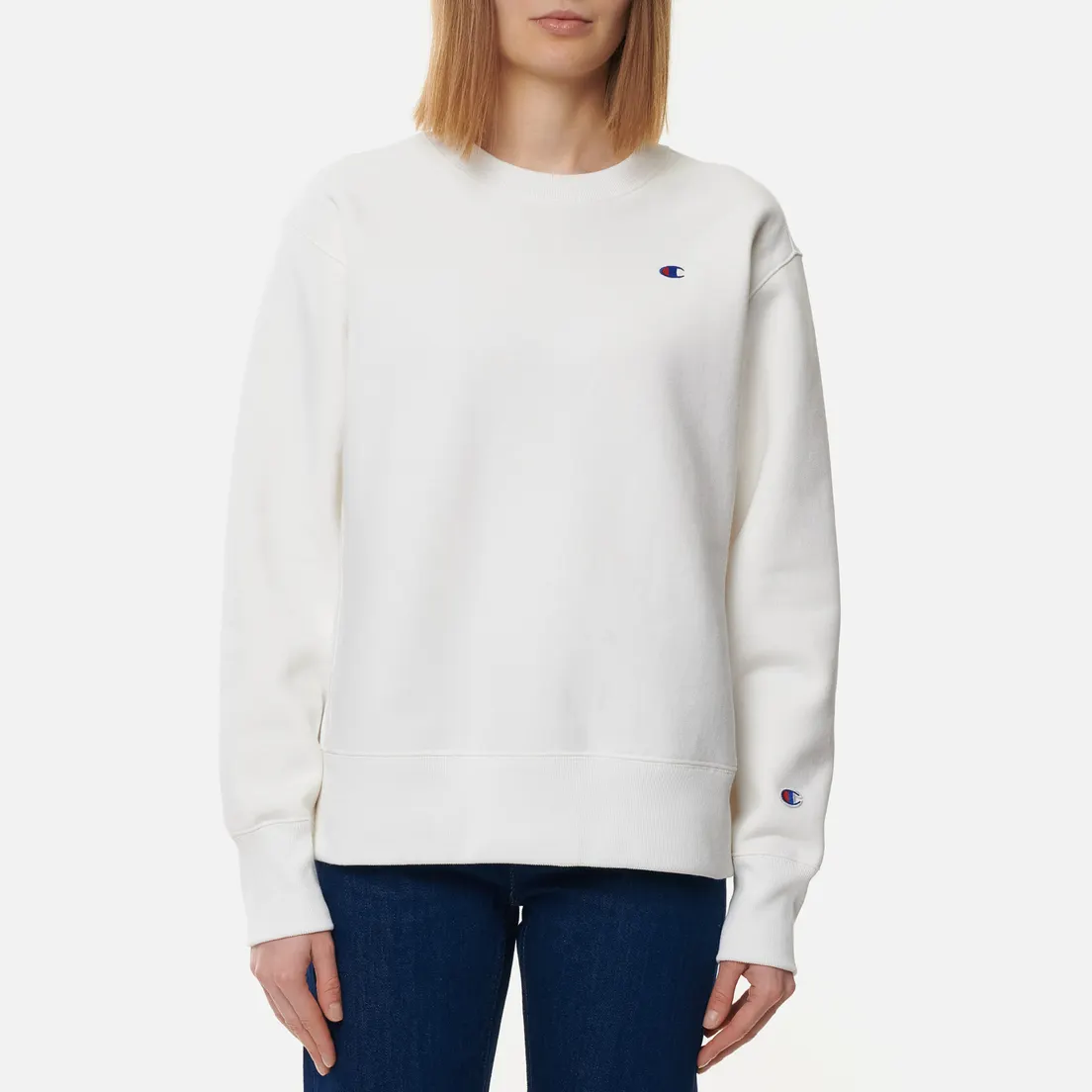 Champion Reverse Weave Женская толстовка Small Logo Chest And Sleeve Crew Neck