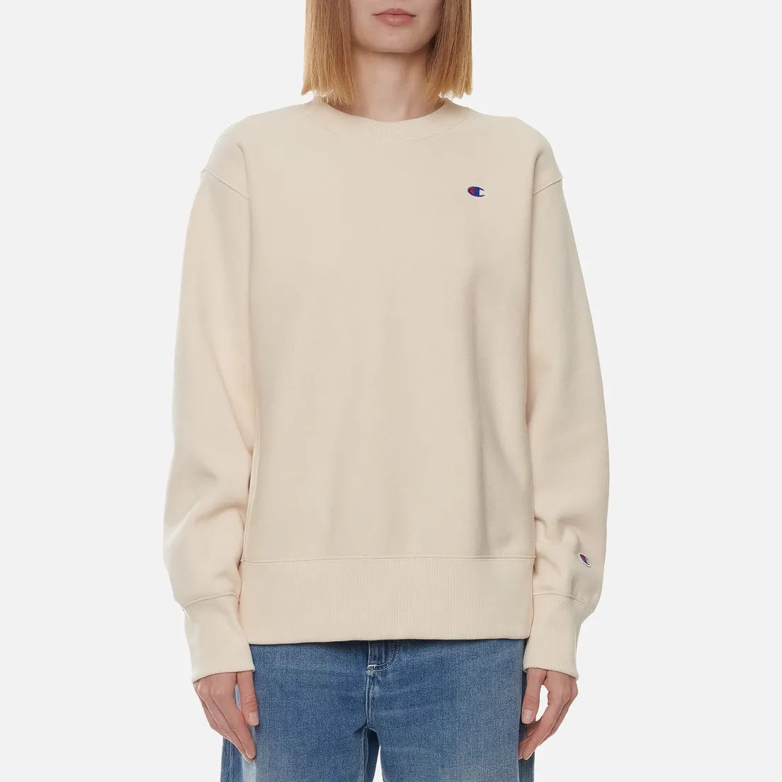 Champion Reverse Weave Женская толстовка Small Logo Chest And Sleeve Crew Neck