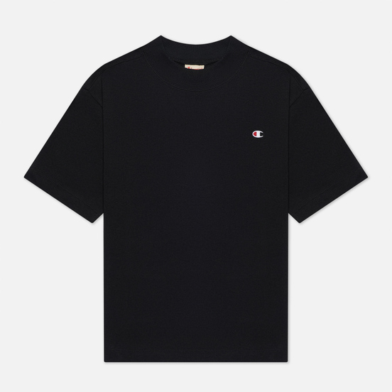 Женская футболка Champion Reverse Weave Embroidered C Logo Chest And Sleeve Cropped Black