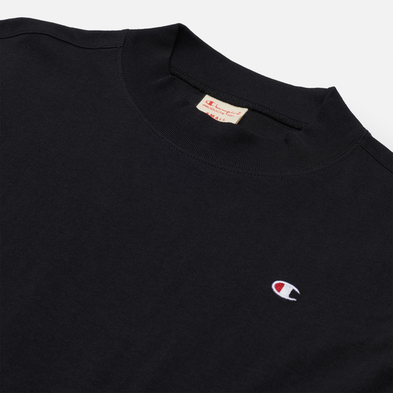 Женская футболка Champion Reverse Weave Embroidered C Logo Chest And Sleeve Cropped Black