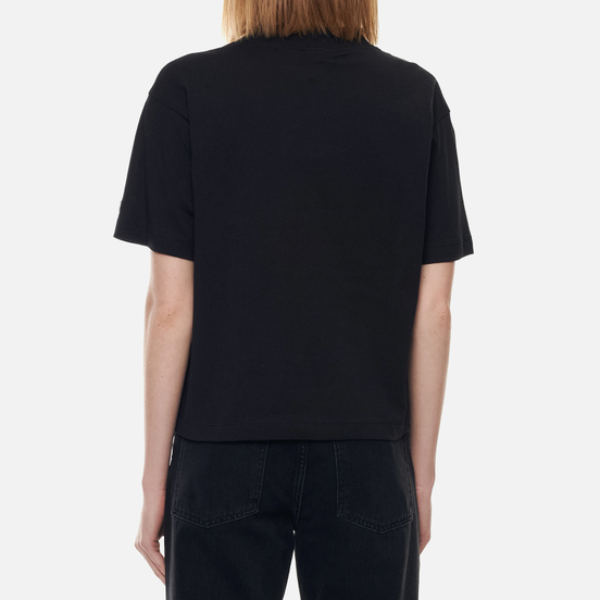 Женская футболка Champion Reverse Weave Embroidered C Logo Chest And Sleeve Cropped Black