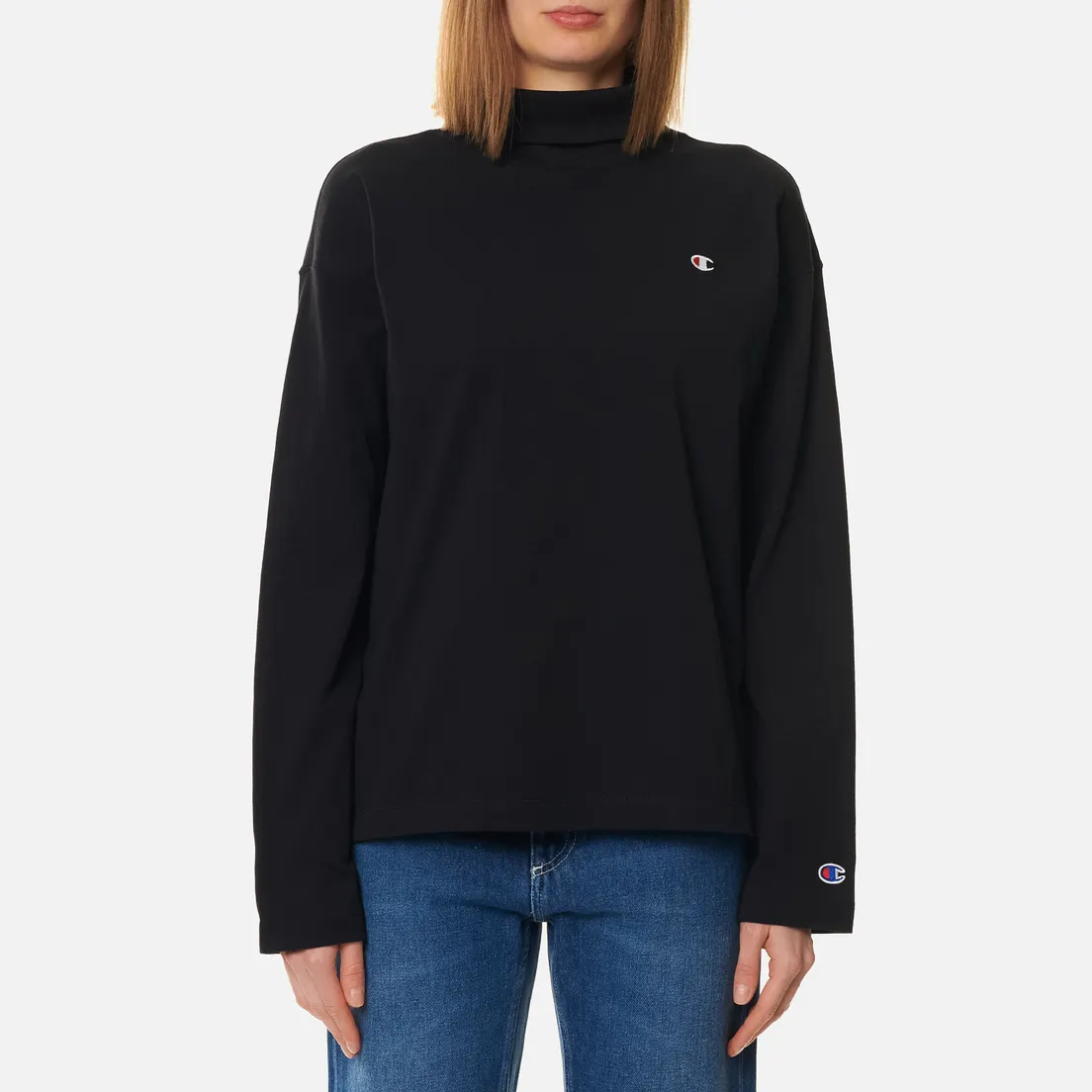 Champion Reverse Weave Женский лонгслив High Neck Embroidered C Logo Chest And Sleeve