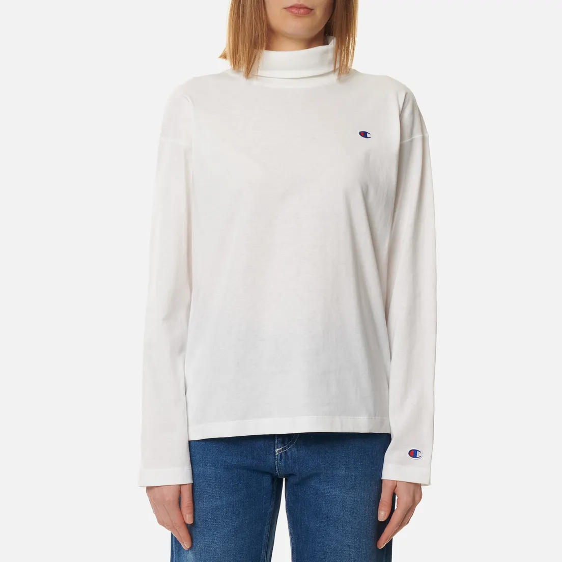 Champion Reverse Weave Женский лонгслив High Neck Embroidered C Logo Chest And Sleeve