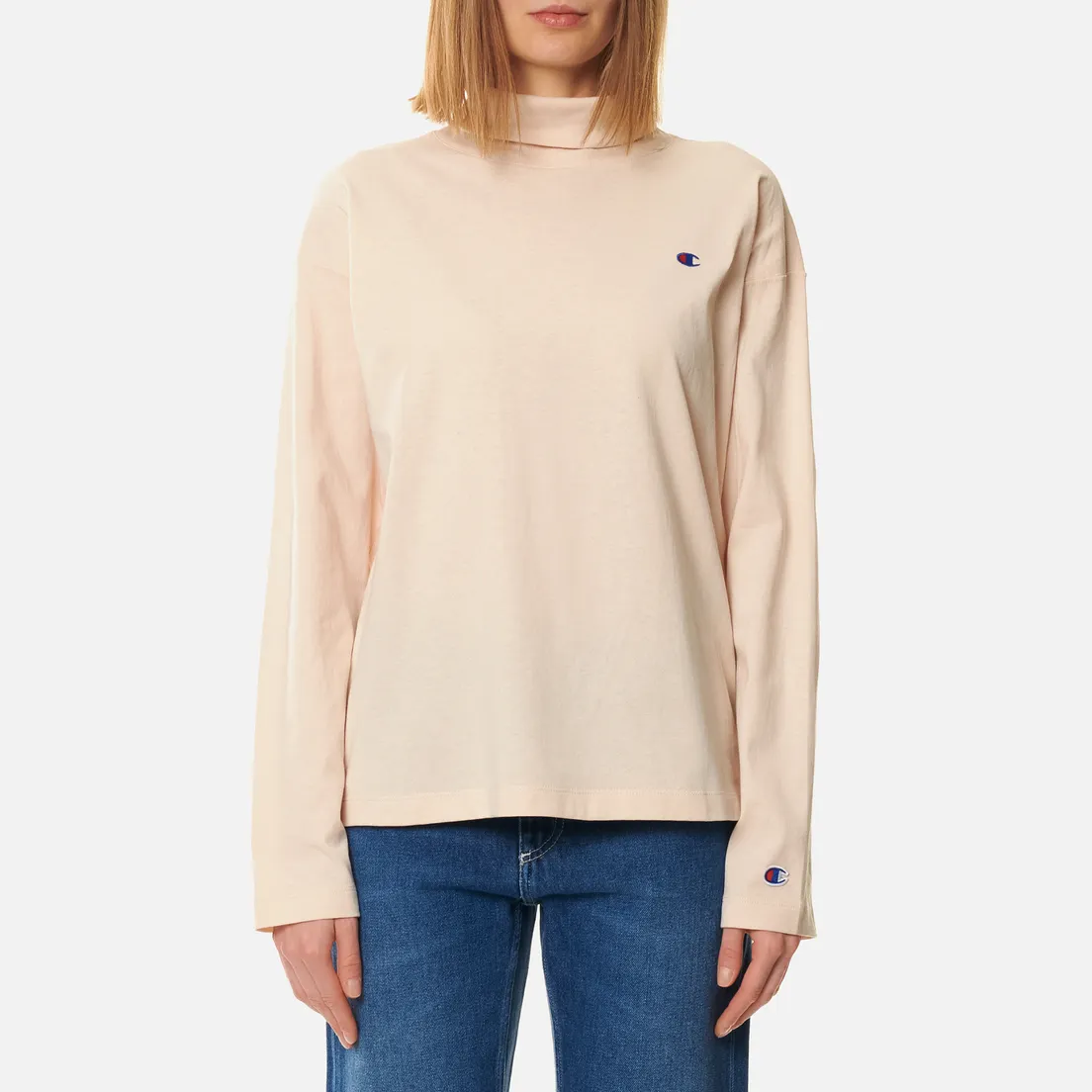 Champion Reverse Weave Женский лонгслив High Neck Embroidered C Logo Chest And Sleeve