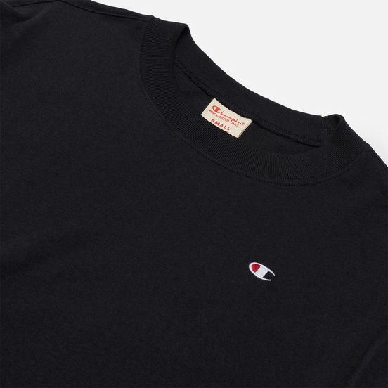 Женский лонгслив Champion Reverse Weave Embroidered C Logo Chest And Sleeve Cropped Black