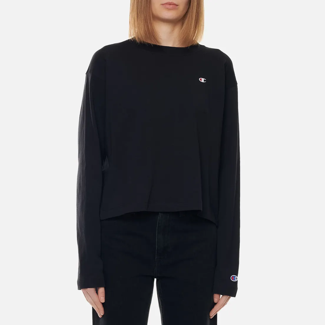Champion Reverse Weave Женский лонгслив Embroidered C Logo Chest And Sleeve Cropped