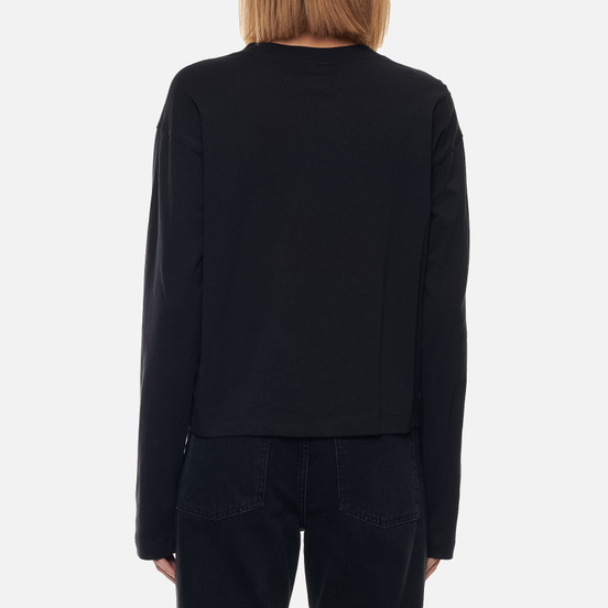 Женский лонгслив Champion Reverse Weave Embroidered C Logo Chest And Sleeve Cropped Black