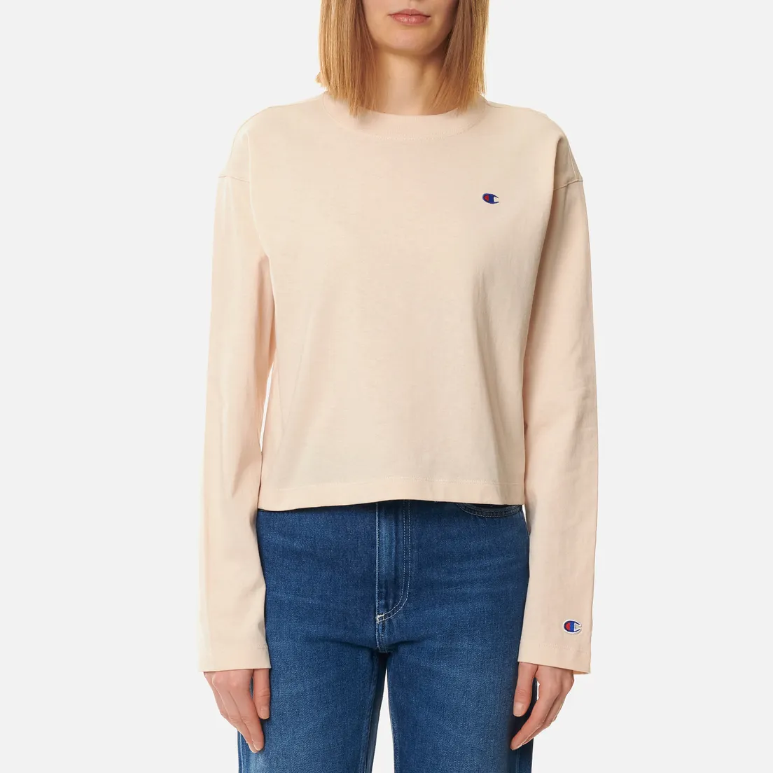 Champion Reverse Weave Женский лонгслив Embroidered C Logo Chest And Sleeve Cropped