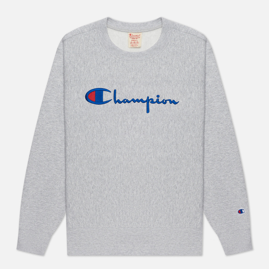 Женская толстовка Champion Reverse Weave Script Logo Chest And C Logo Sleeve Light Grey
