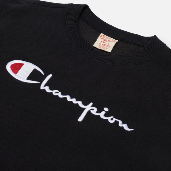 Женская толстовка Champion Reverse Weave Script Logo Chest And C Logo Sleeve Black