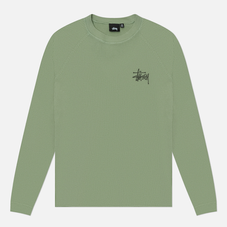 Мужской лонгслив Stussy Basic Stussy Thermal, цвет зелёный, размер XS
