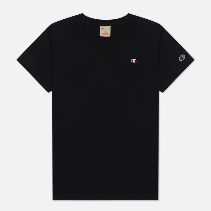 Женская футболка Champion Reverse Weave, цвет чёрный, размер M 114127-KK001 C Logo Crew Neck Regular Fit - фото 1
