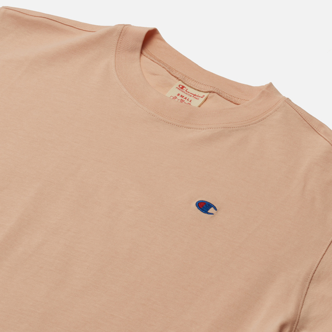 Женская футболка Champion Reverse Weave, цвет розовый, размер S 114129-PS103 C Logo Cropped Custom Fit - фото 2