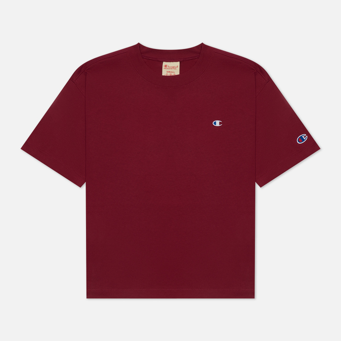 Женская футболка Champion Reverse Weave, цвет бордовый, размер S 114129-RS510 C Logo Cropped Custom Fit - фото 1