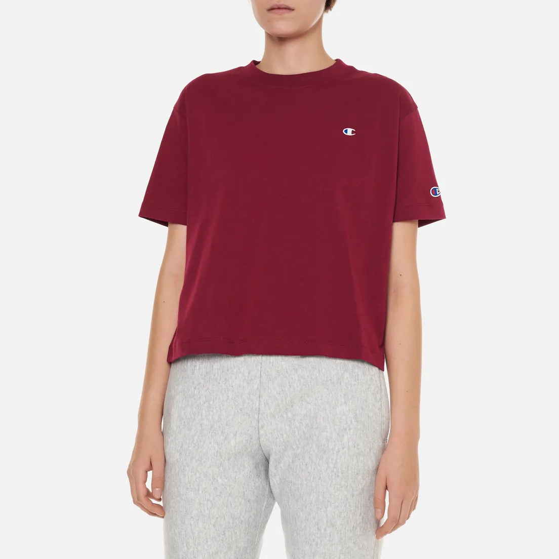 Champion Reverse Weave Женская футболка C Logo Cropped Custom Fit