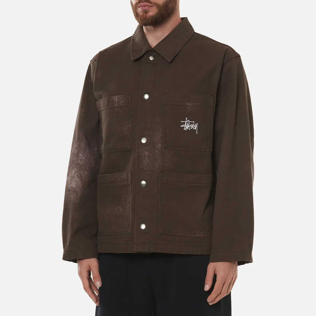 Stussy Мужская джинсовая куртка Spotted Bleach Chore